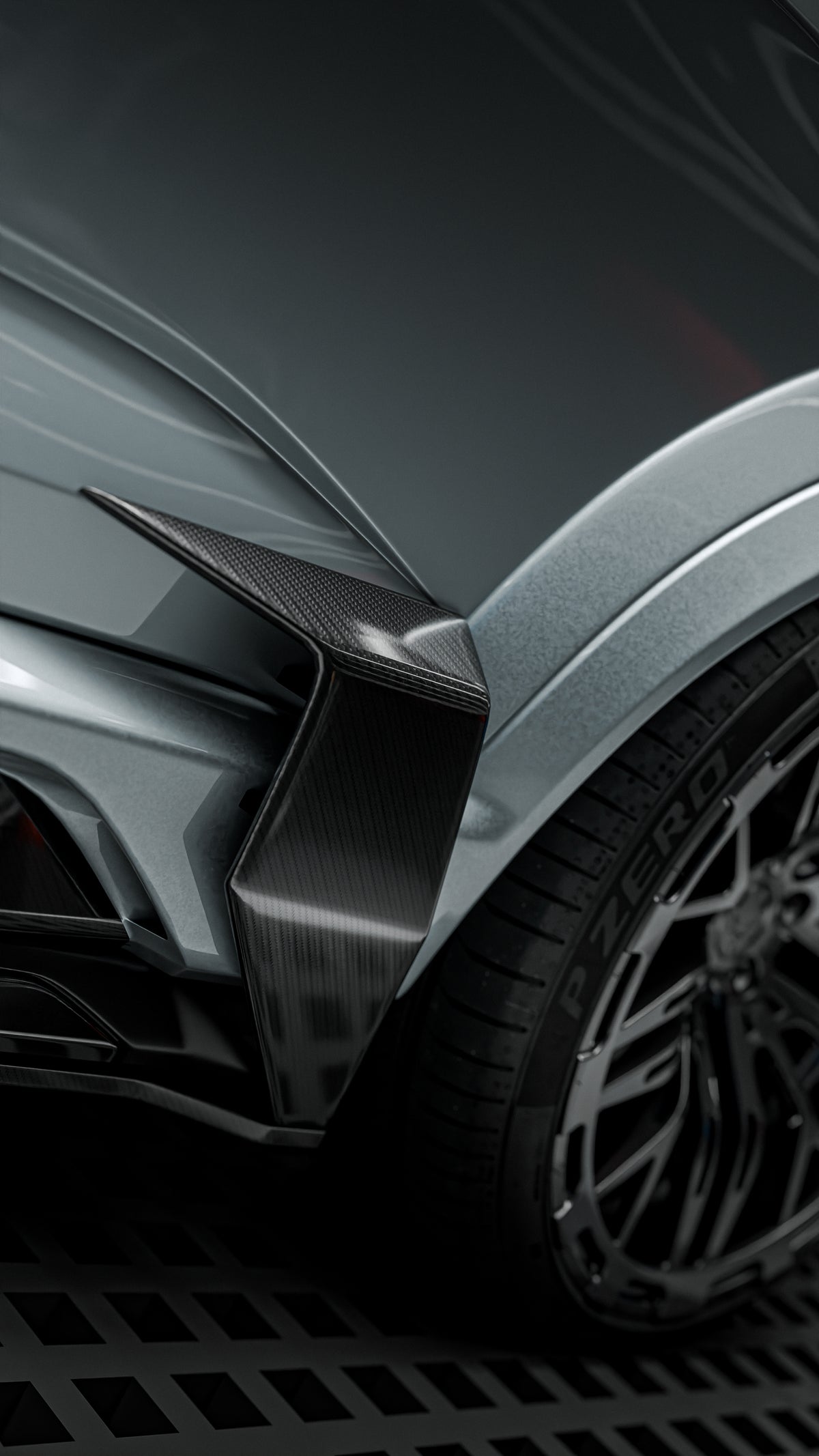 Dryzane Aero Audi Q3 Sportback V2 design render: front aero detail and wheel arch